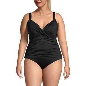 Lands’ End Wrap Front Tankini Top – Size 24W – Black